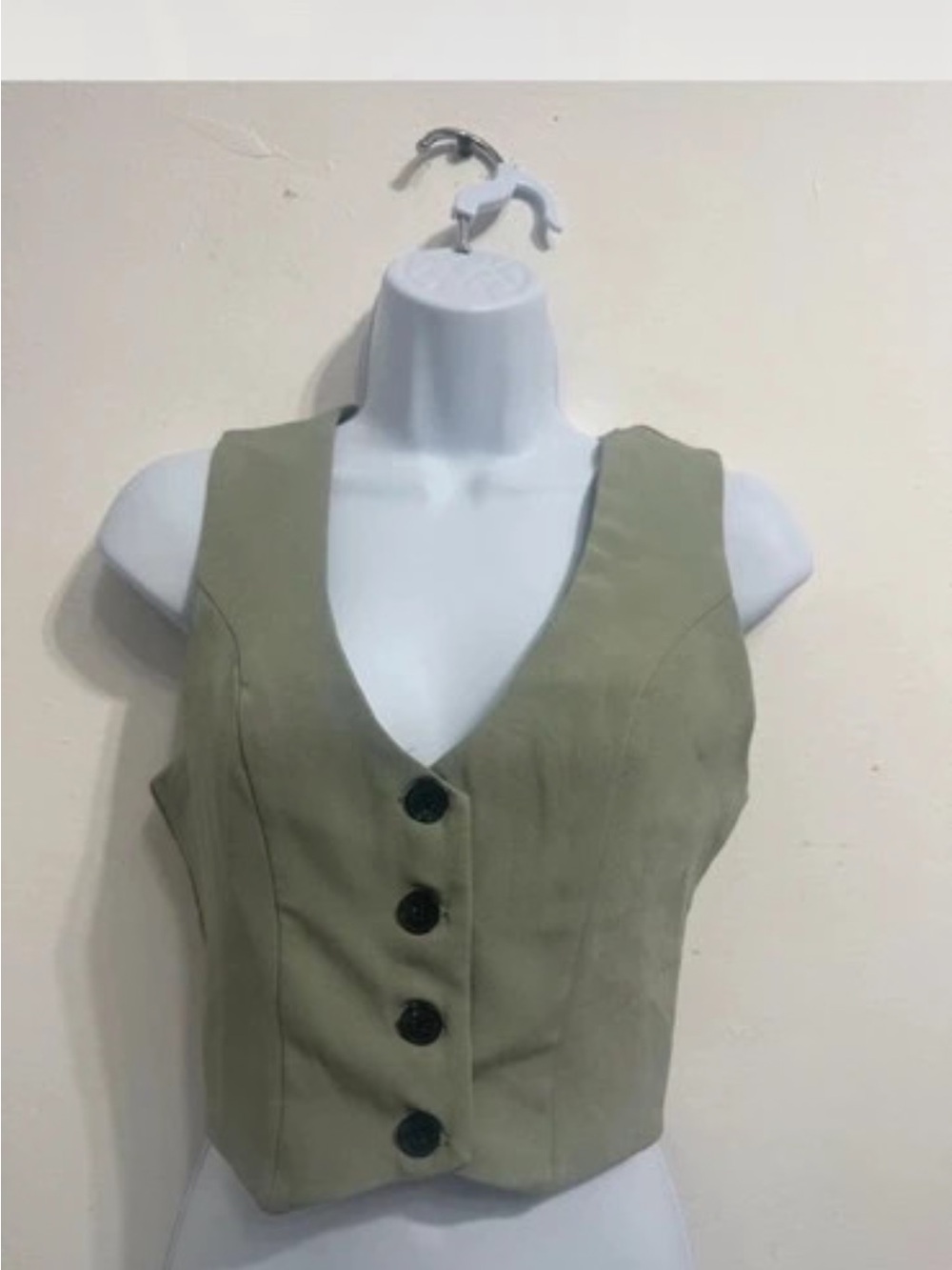Charlotte Russe Olive Green Button-Front Vest